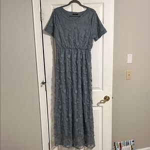 Mikarose Dusty Blue Floral Maxi Dress